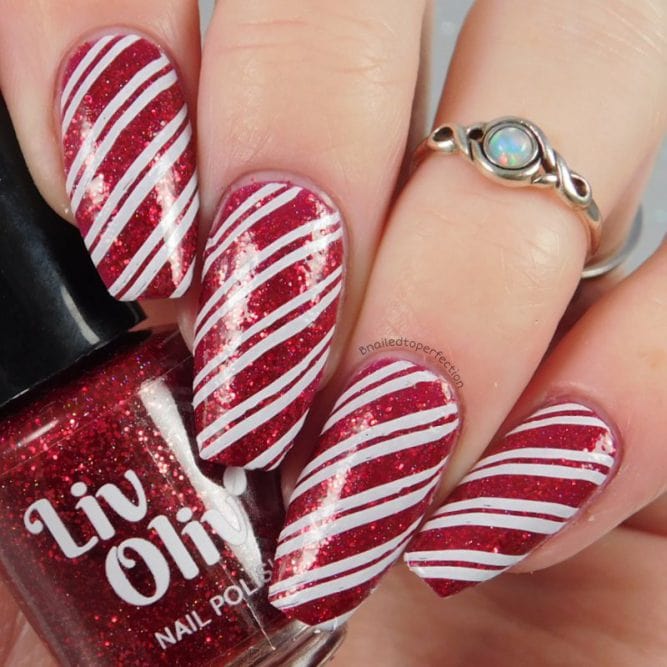 Click Your Heels Candy Stripes Nail Art