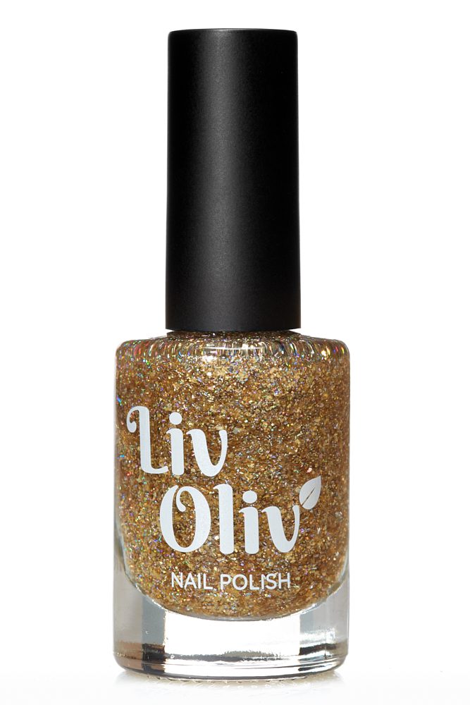 Livoliv cruelty free nail polish glitter gold