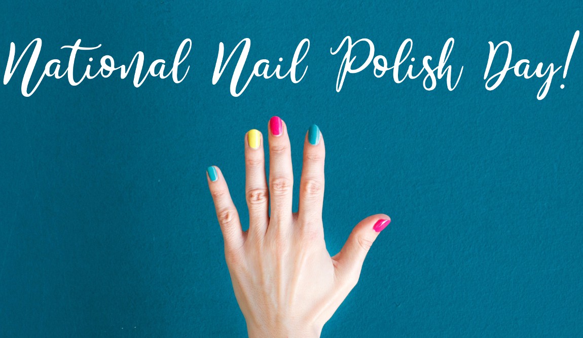 Hand with nail polish under National Nail Polish Day